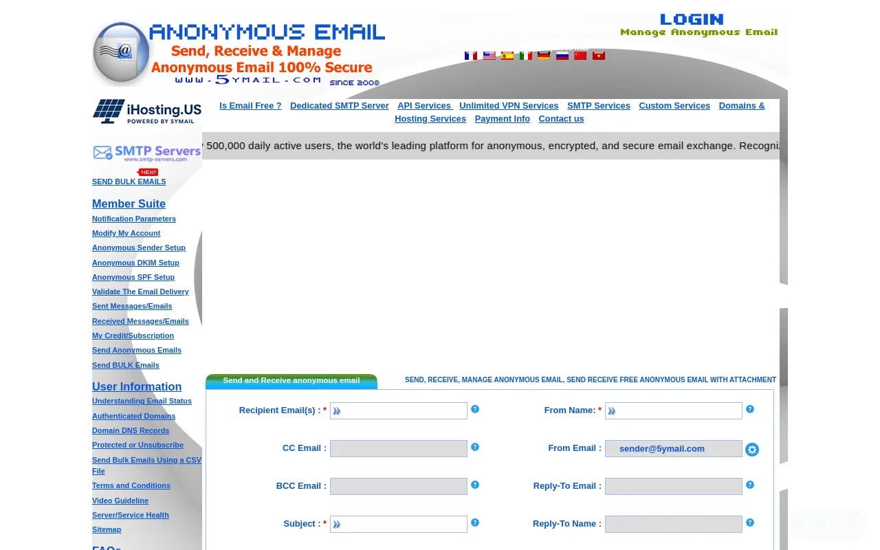 Screenshot of 5ymail.com