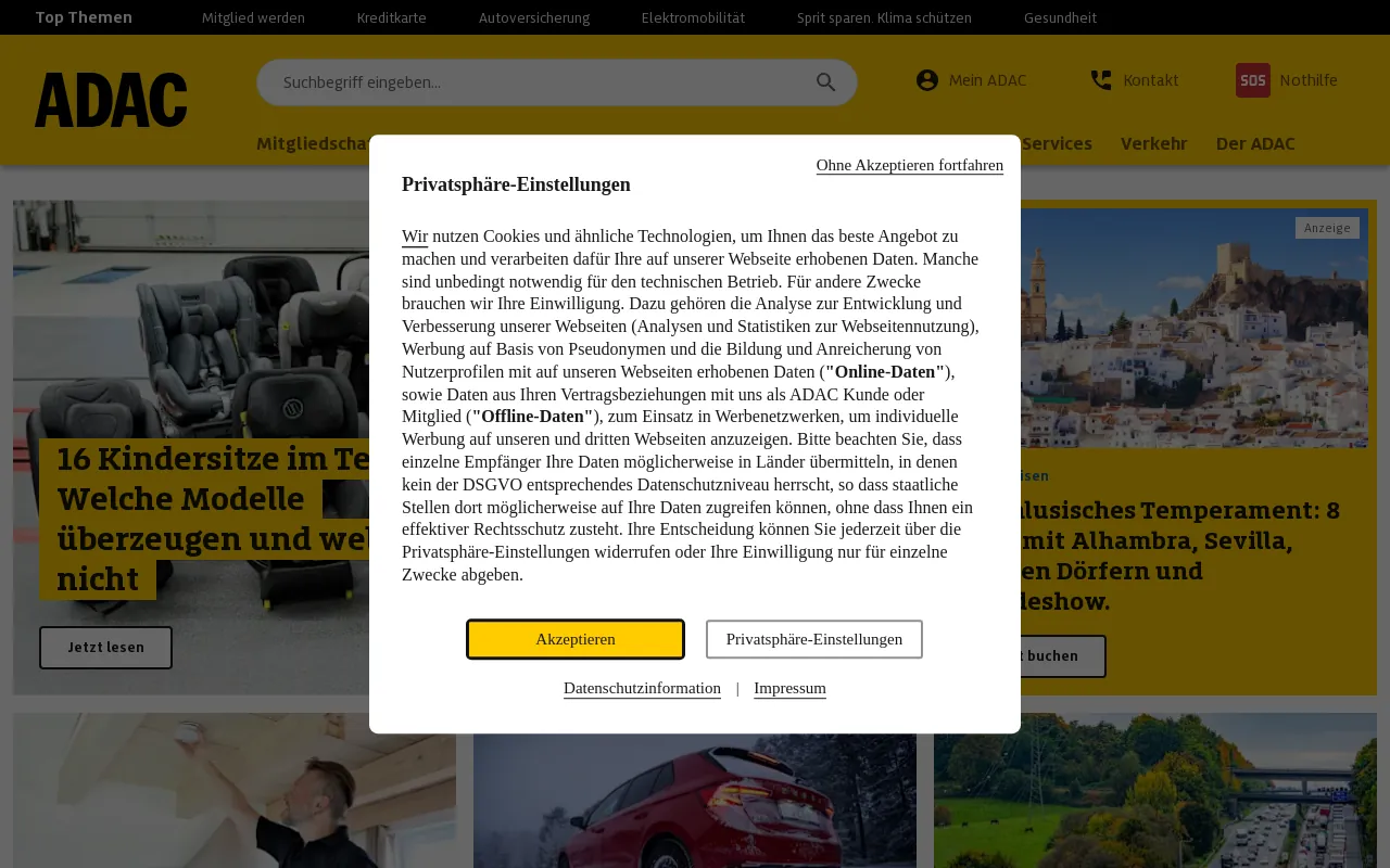 Screenshot of adac.de