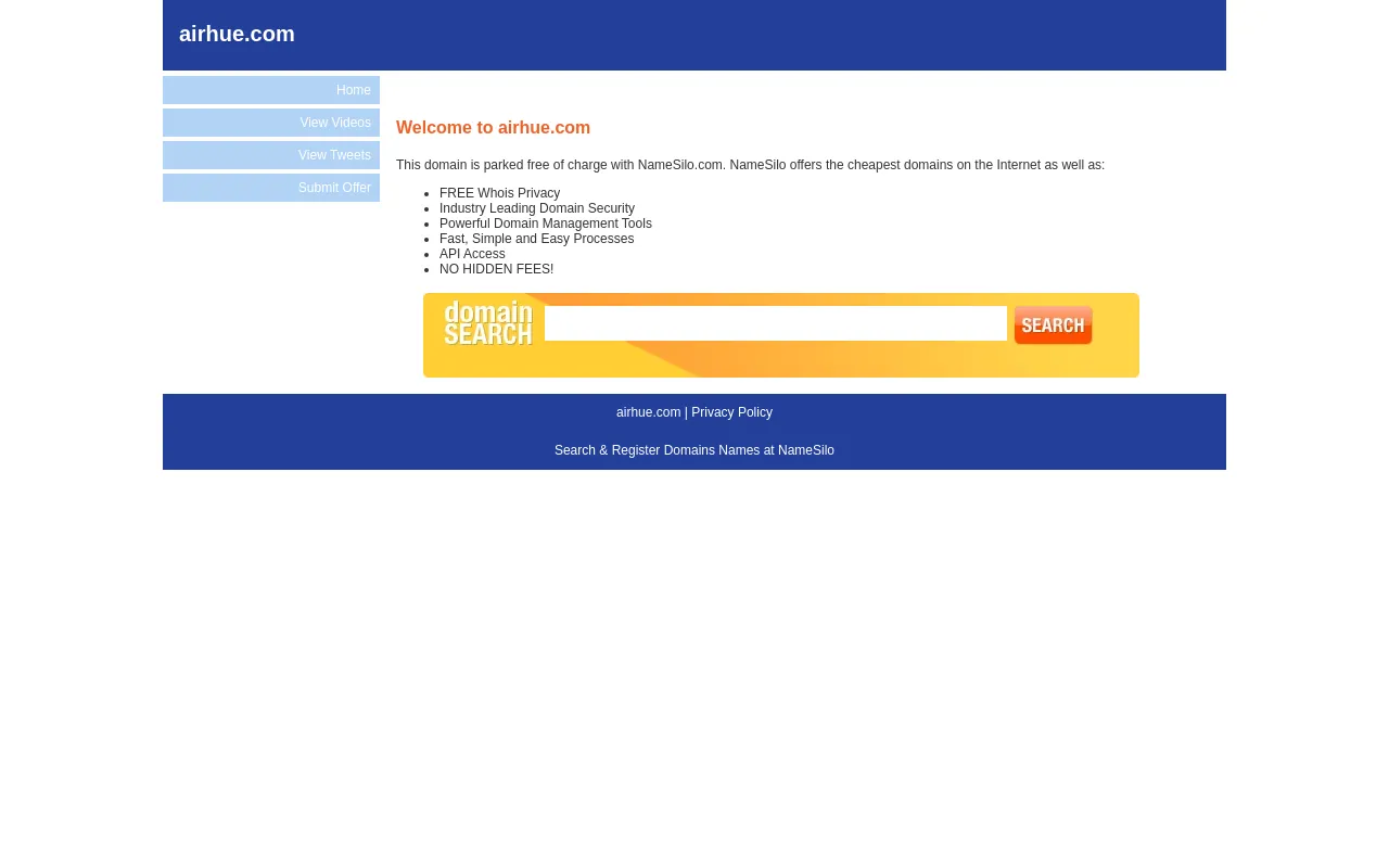 Screenshot of airhue.com