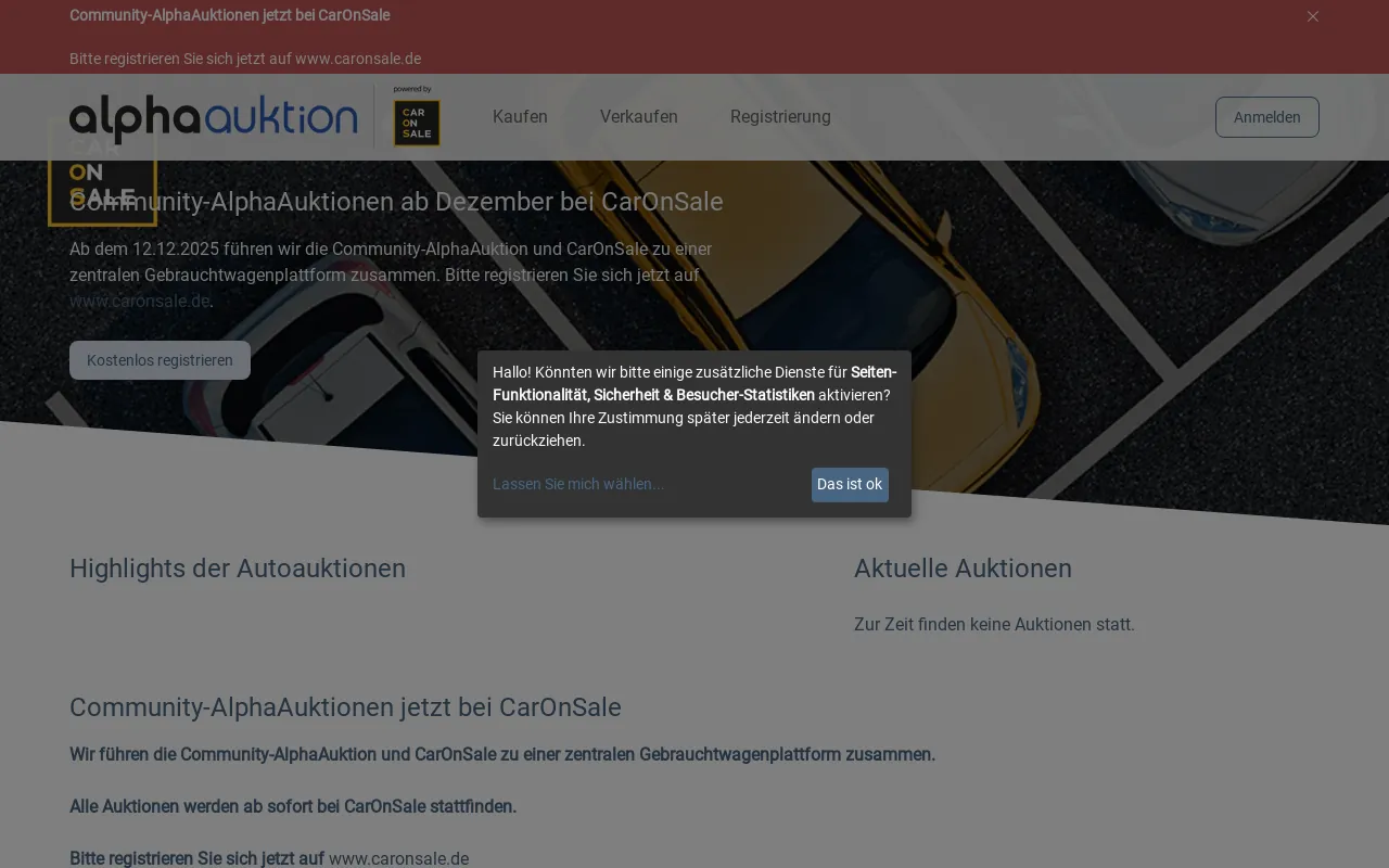 Screenshot of alphaauktion.de