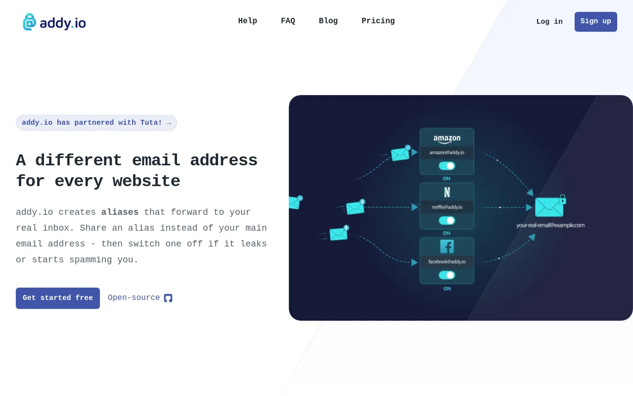Screenshot of anonaddy.com
