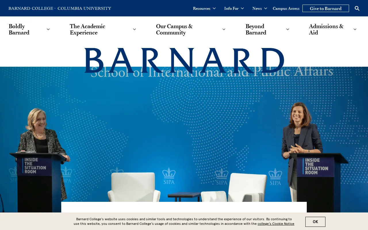 Screenshot of barnard.edu