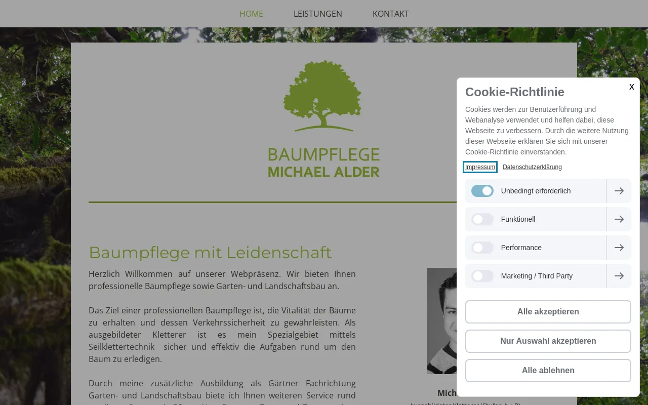 Screenshot of baumpflege-alder.de