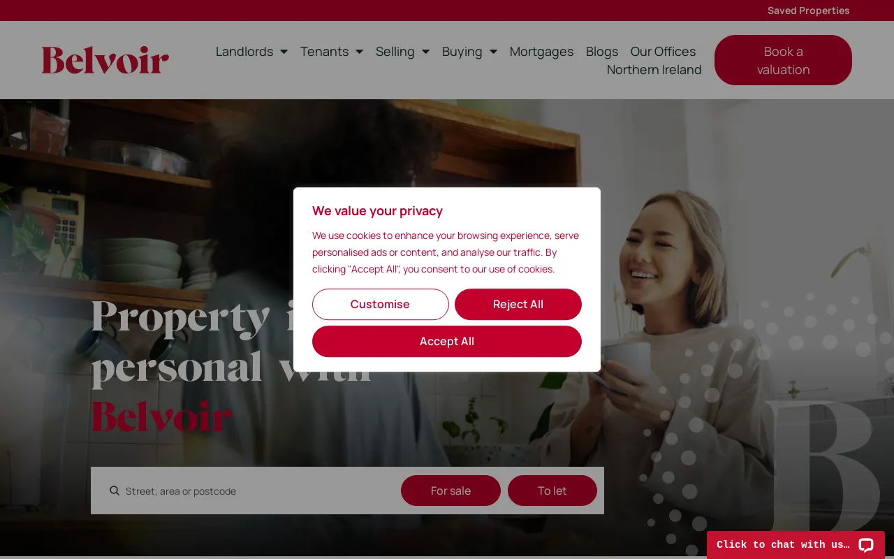 Screenshot of belvoir.co.uk