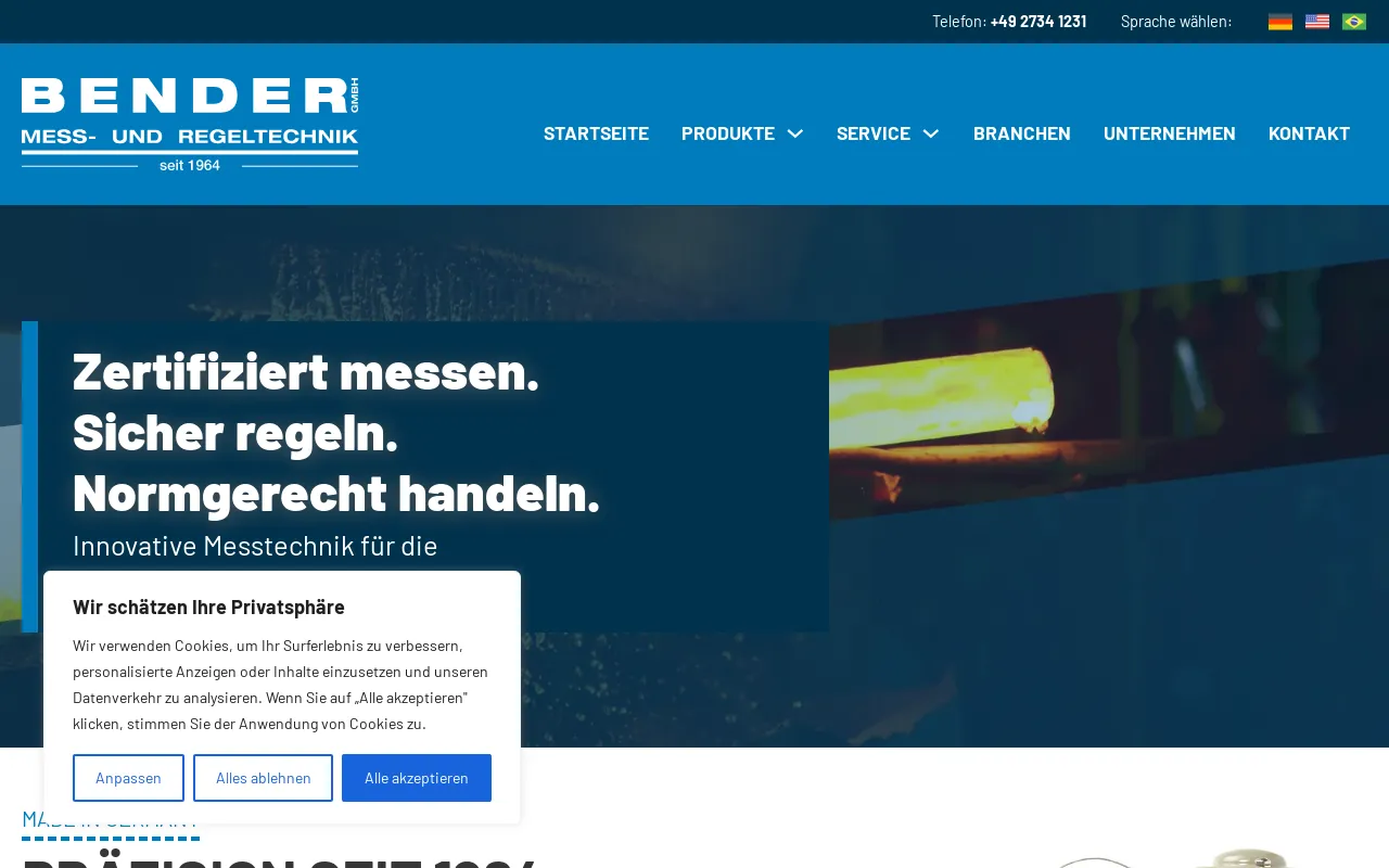Screenshot of bender-messtechnik.de