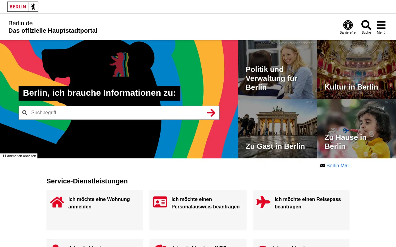 Screenshot of berlin.de
