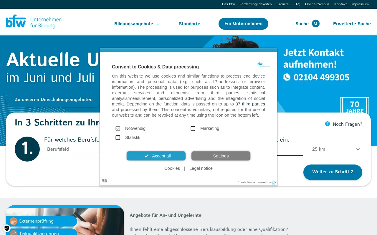 Screenshot of bfw.de