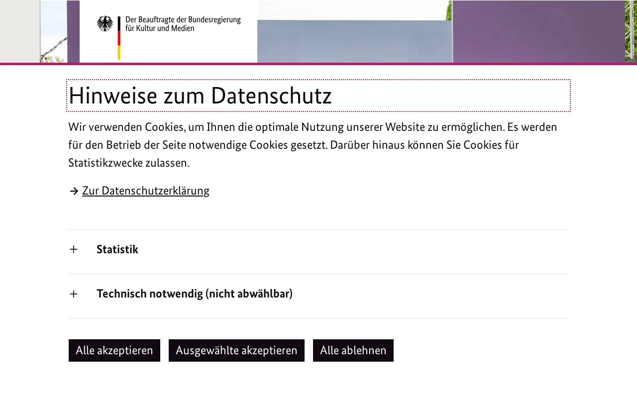 Screenshot of bkm.bund.de