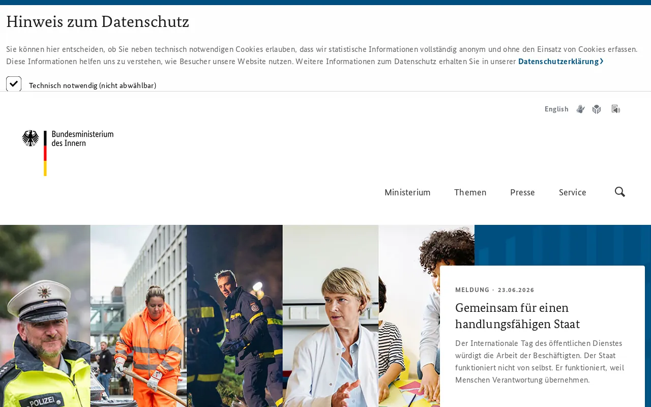 Screenshot of bmi.bund.de