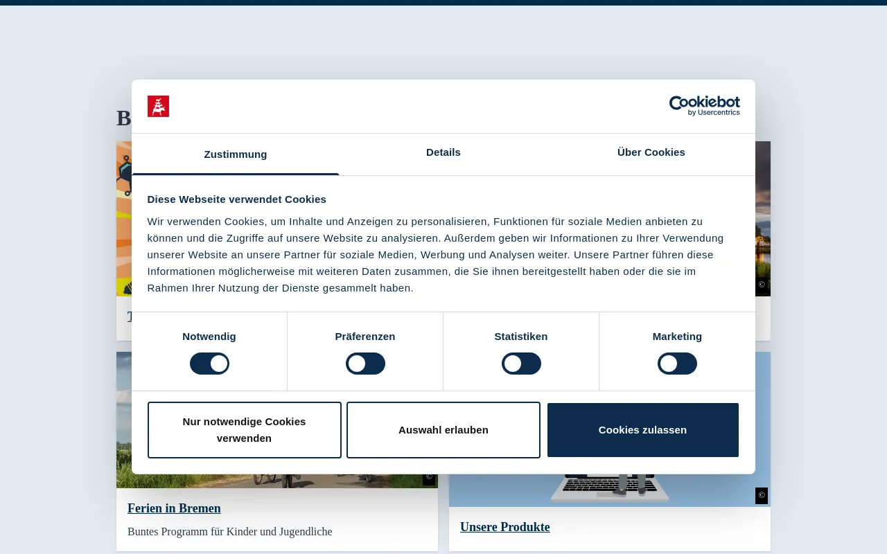 Screenshot of bremen.de