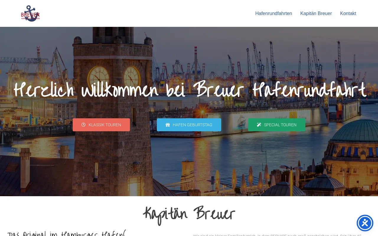 Screenshot of breuer-hafenrundfahrt.de