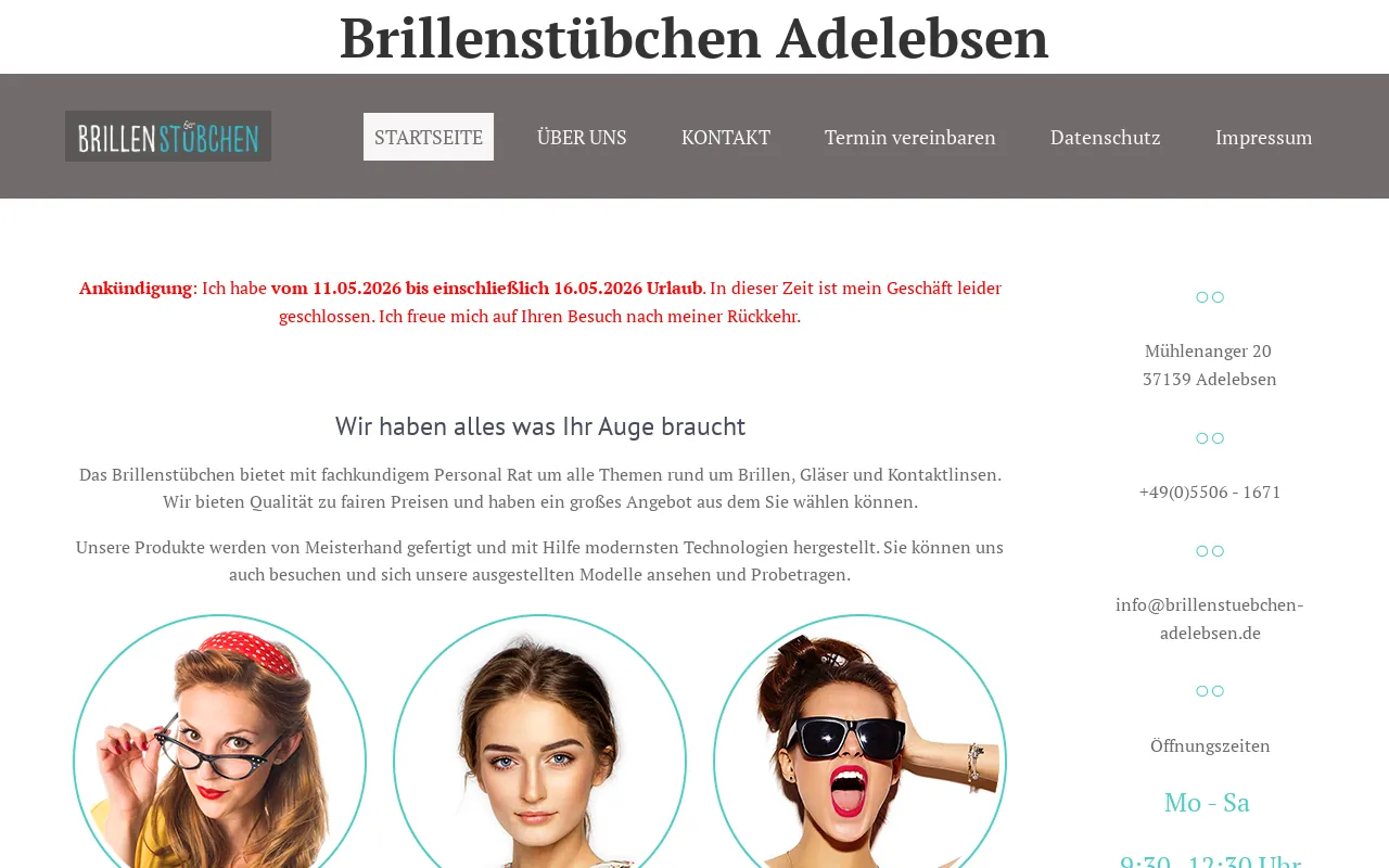 Screenshot of brillenstuebchen-adelebsen.de