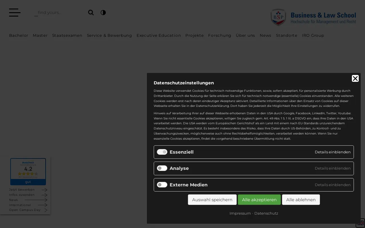 Screenshot of businessschool-berlin.de