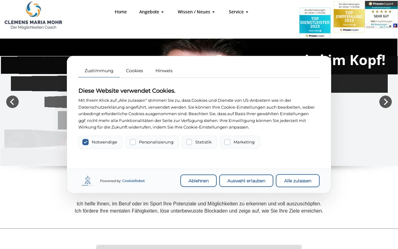 Screenshot of clemensmariamohr.de