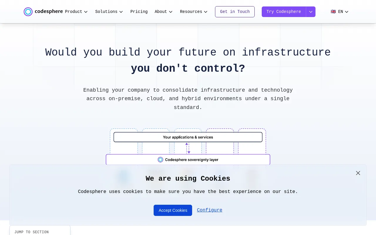 Screenshot of codesphere.com