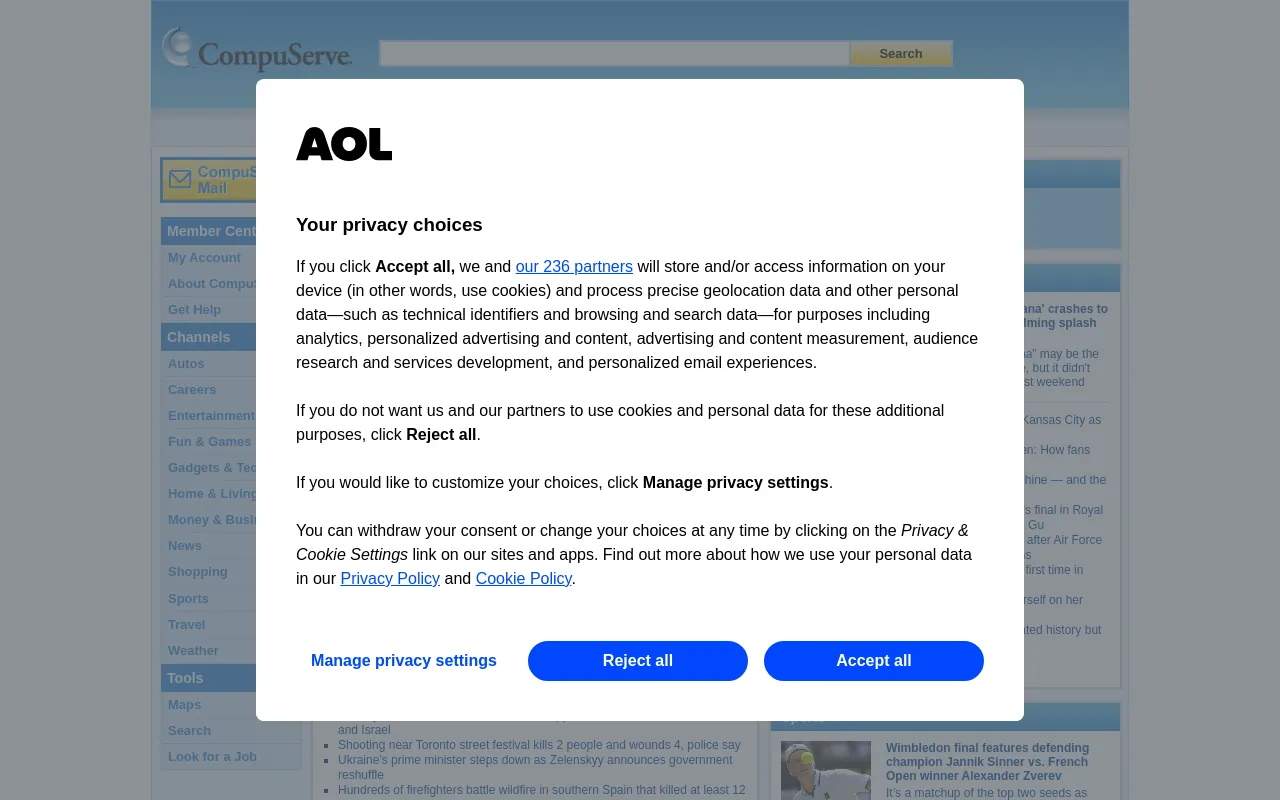 Screenshot of compuserve.com