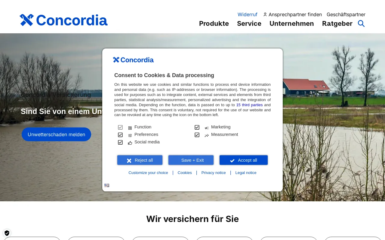 Screenshot of concordia.de