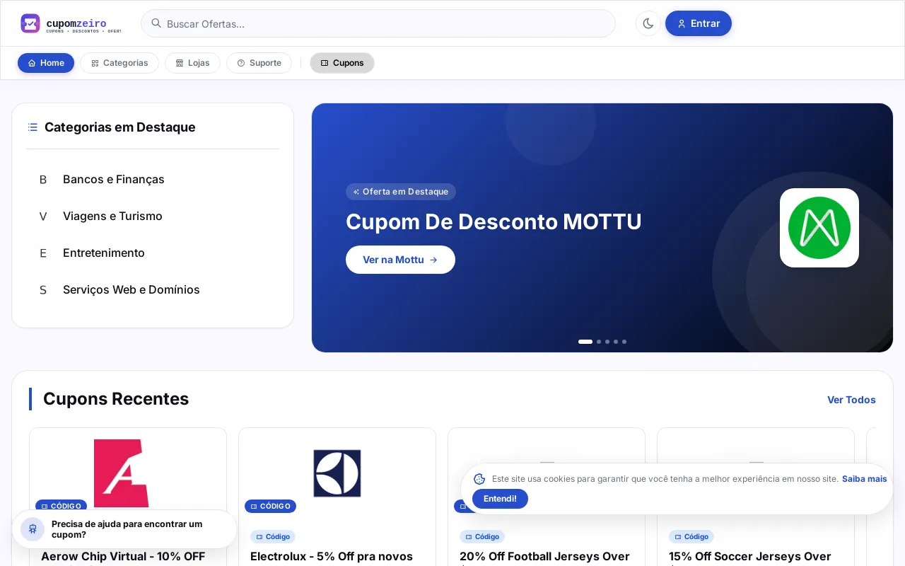 Screenshot of cupomzeiro.com