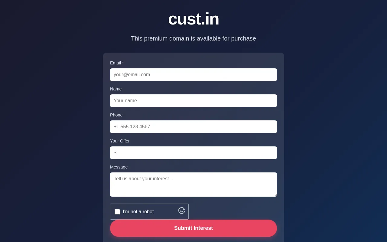 Screenshot of cust.in