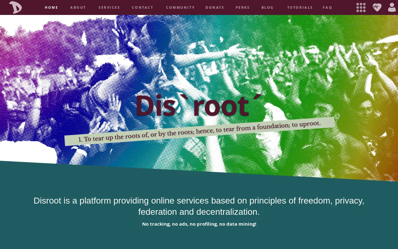 Screenshot of disroot.org