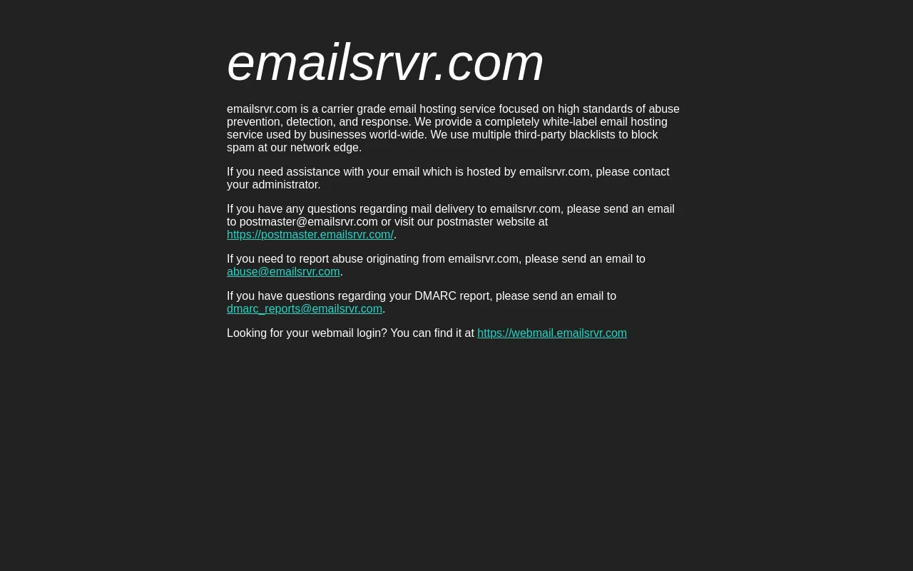 Screenshot of emailsrvr.com