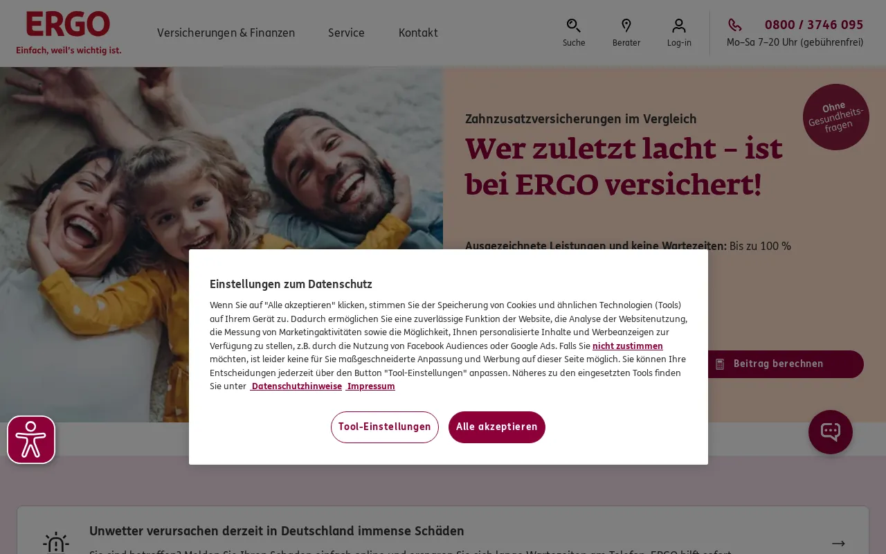 Screenshot of ergo.de