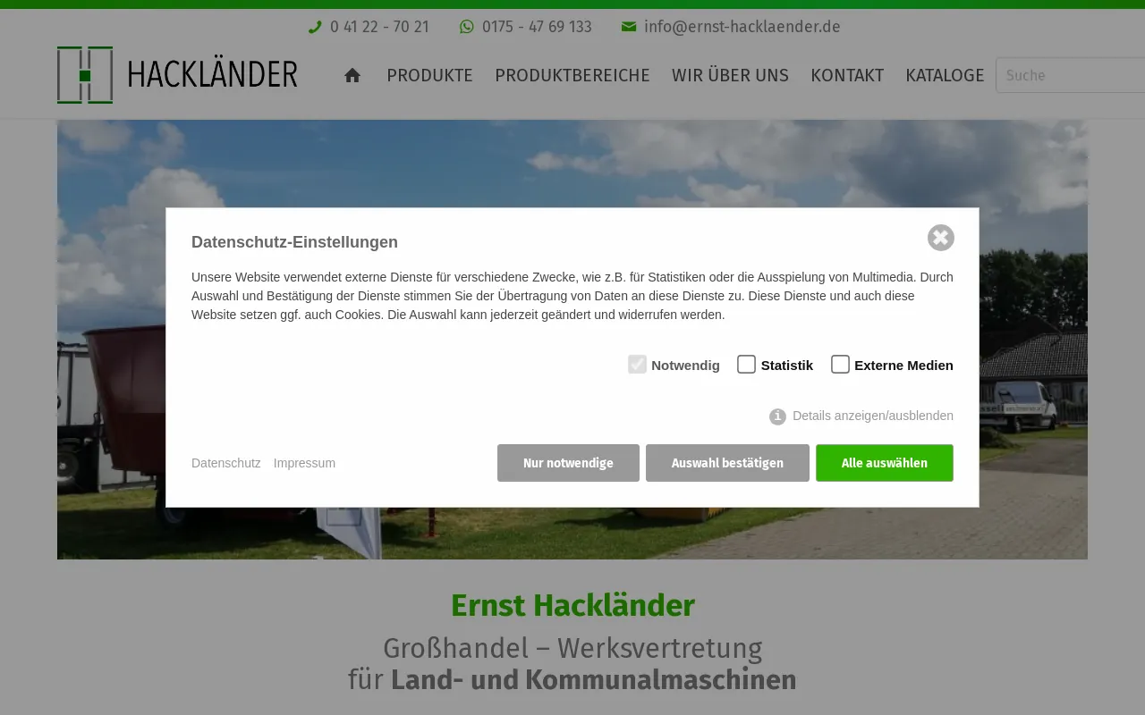 Screenshot of ernst-hacklaender.de