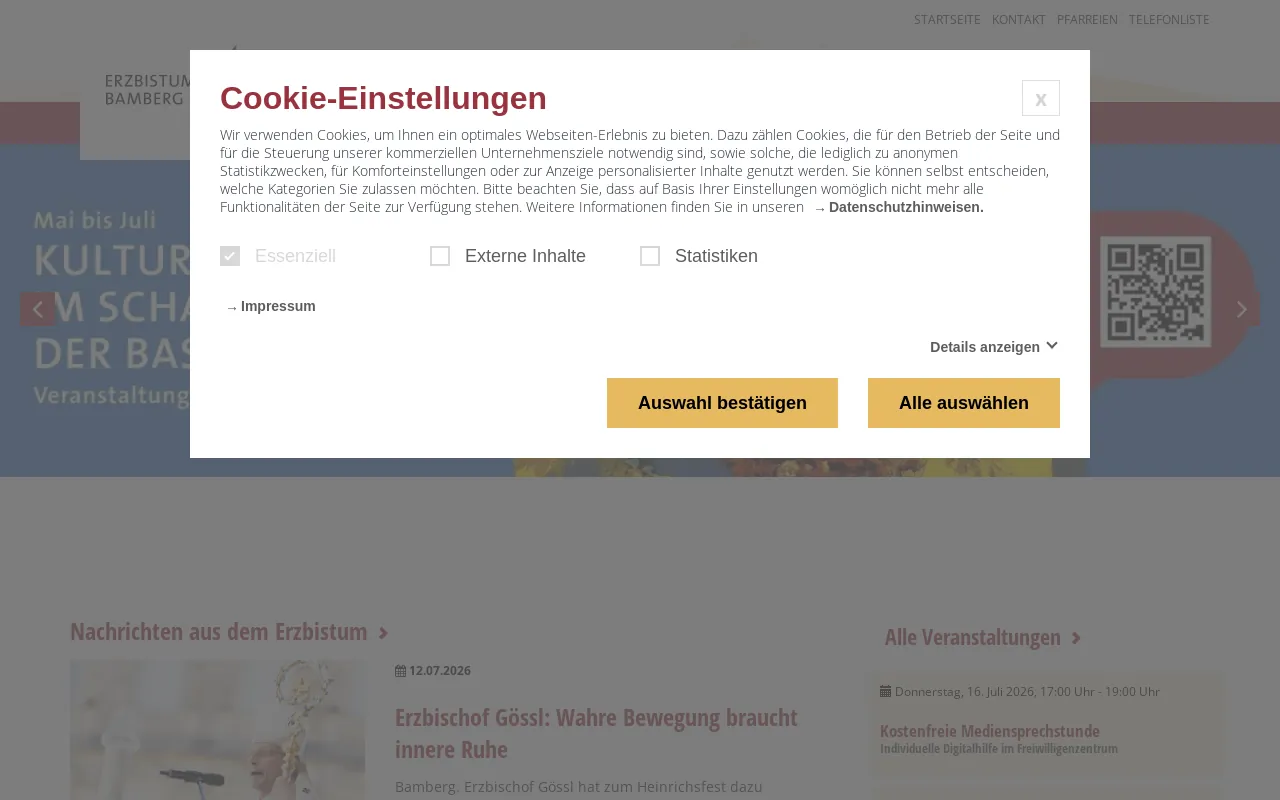 Screenshot of erzbistum-bamberg.de