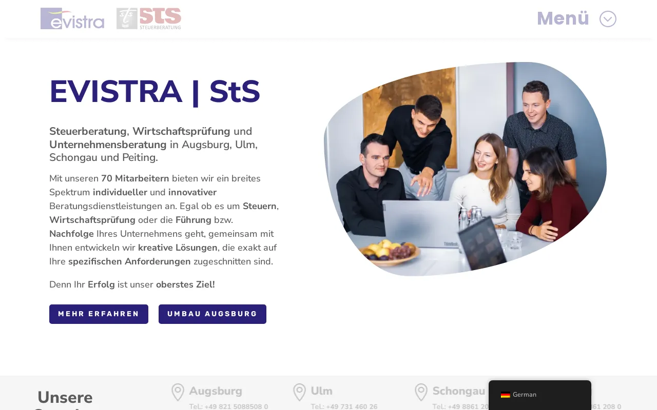 Screenshot of evistra.de