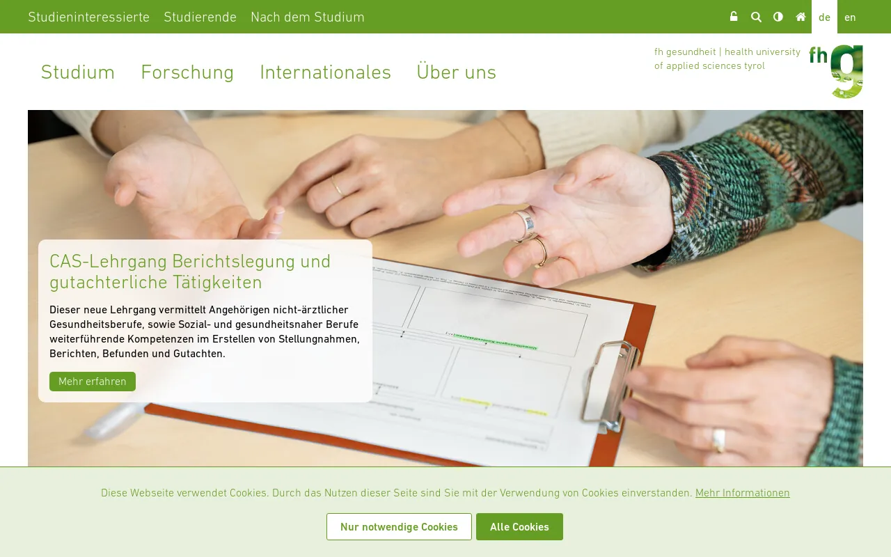 Screenshot of fhg-tirol.ac.at