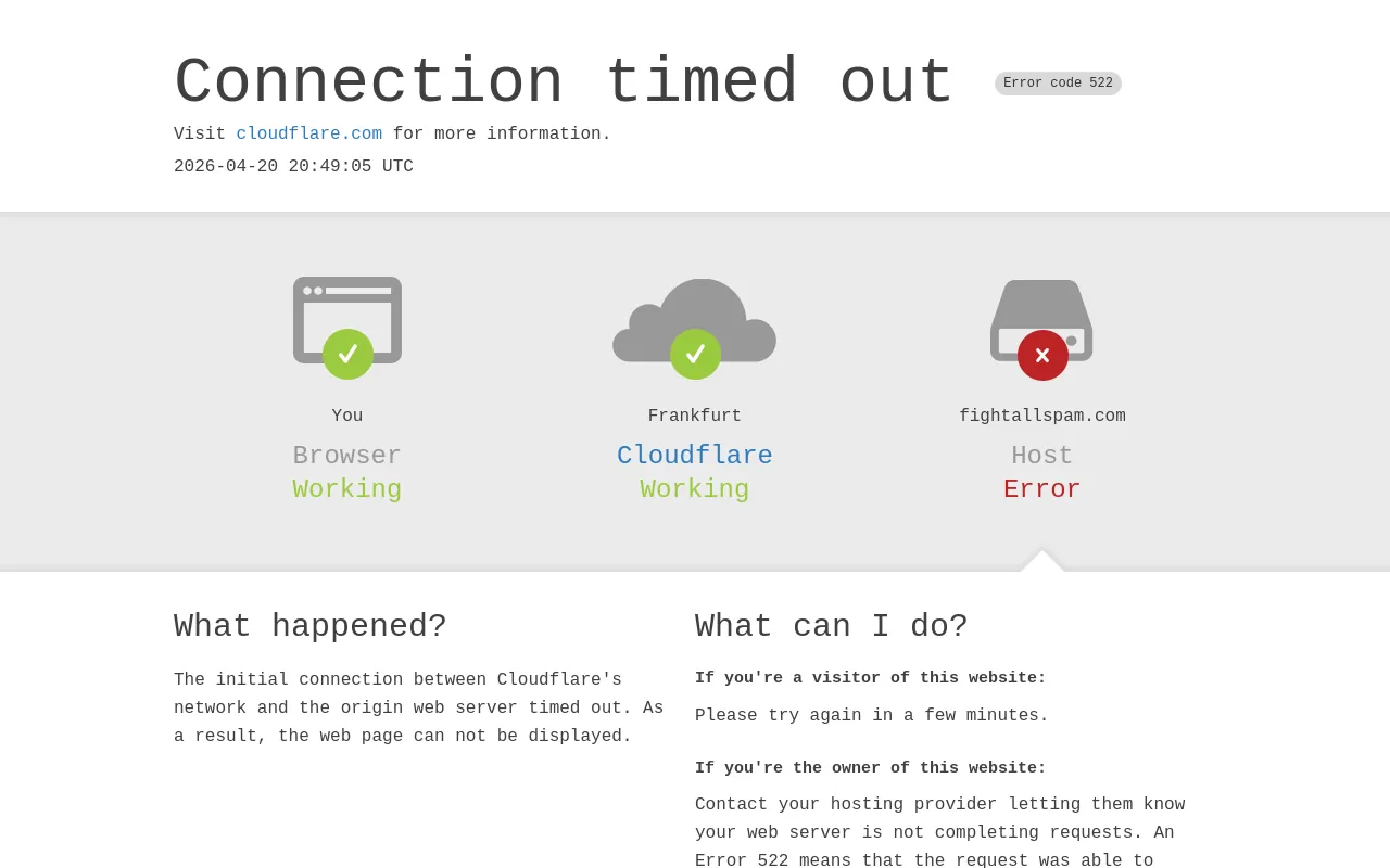 Screenshot of fightallspam.com
