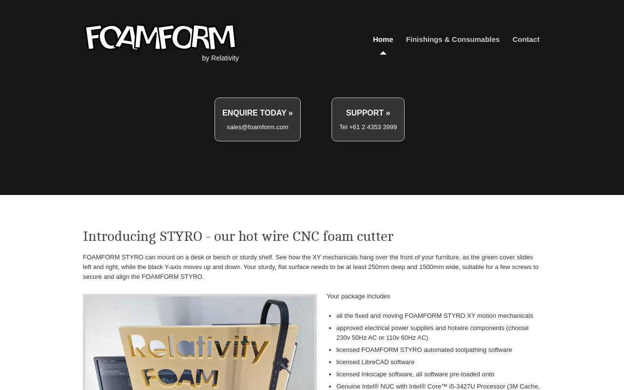 Screenshot of foamform.com