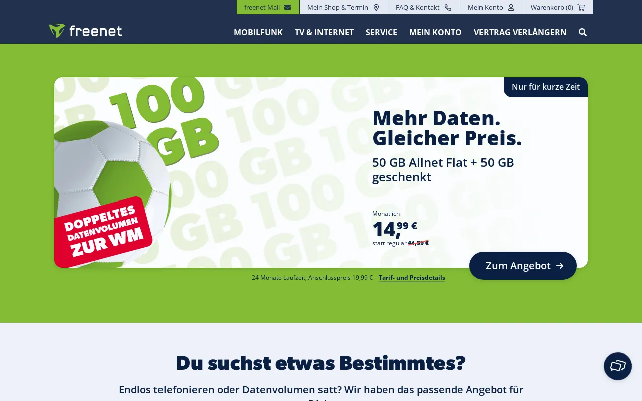 Screenshot of freenet.de