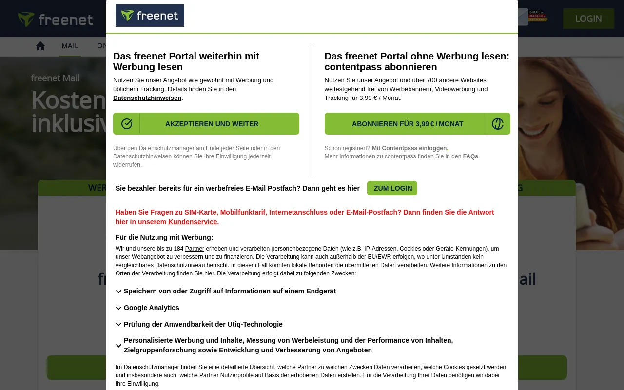 Screenshot of freenetmail.de