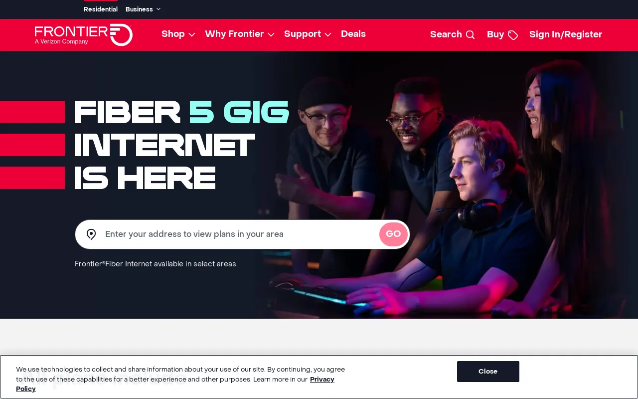 Screenshot of frontier.com