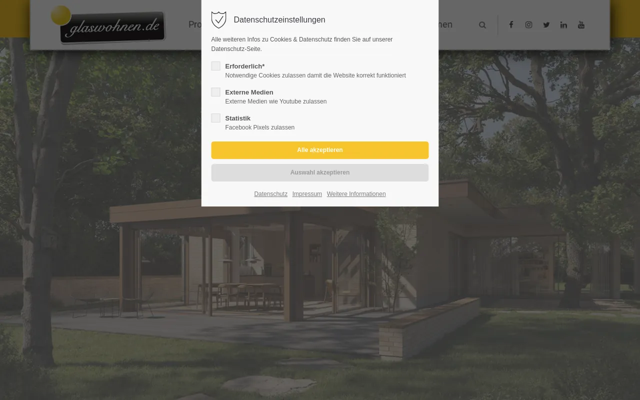 Screenshot of glaswohnen.de
