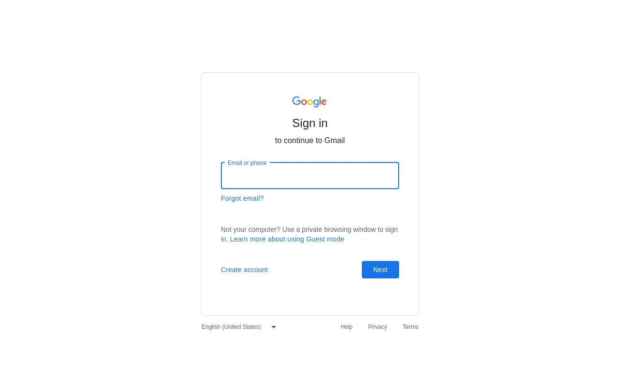 Screenshot of gmail.com