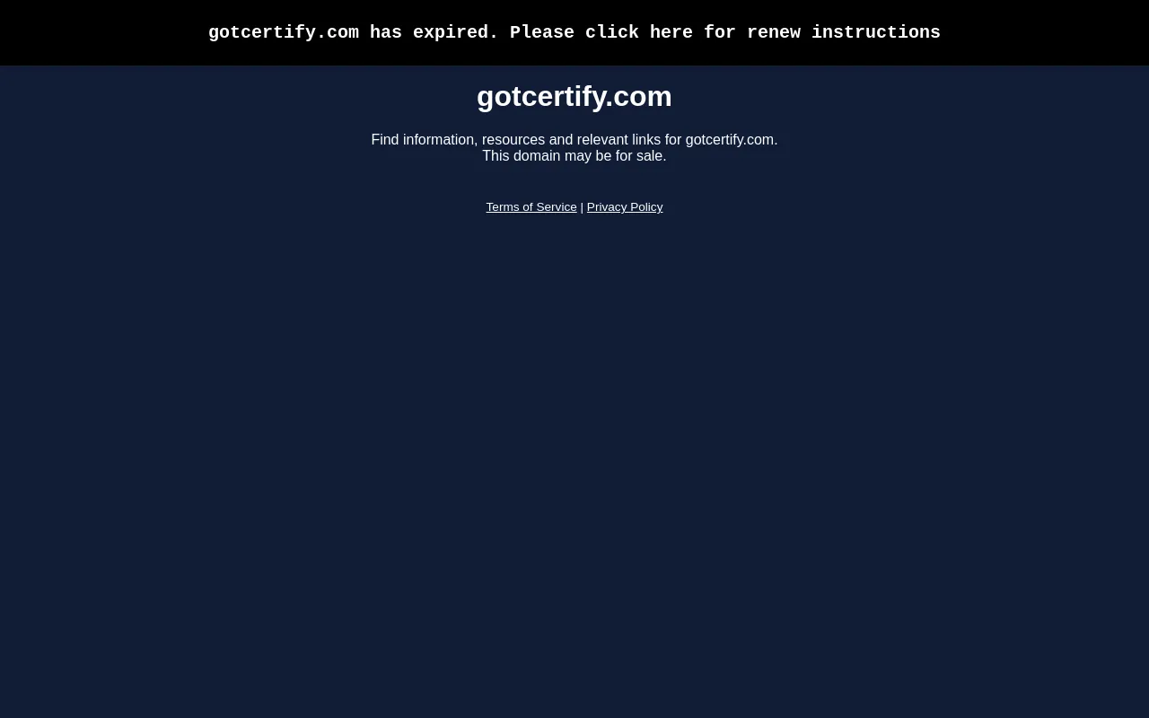 Screenshot of gotcertify.com