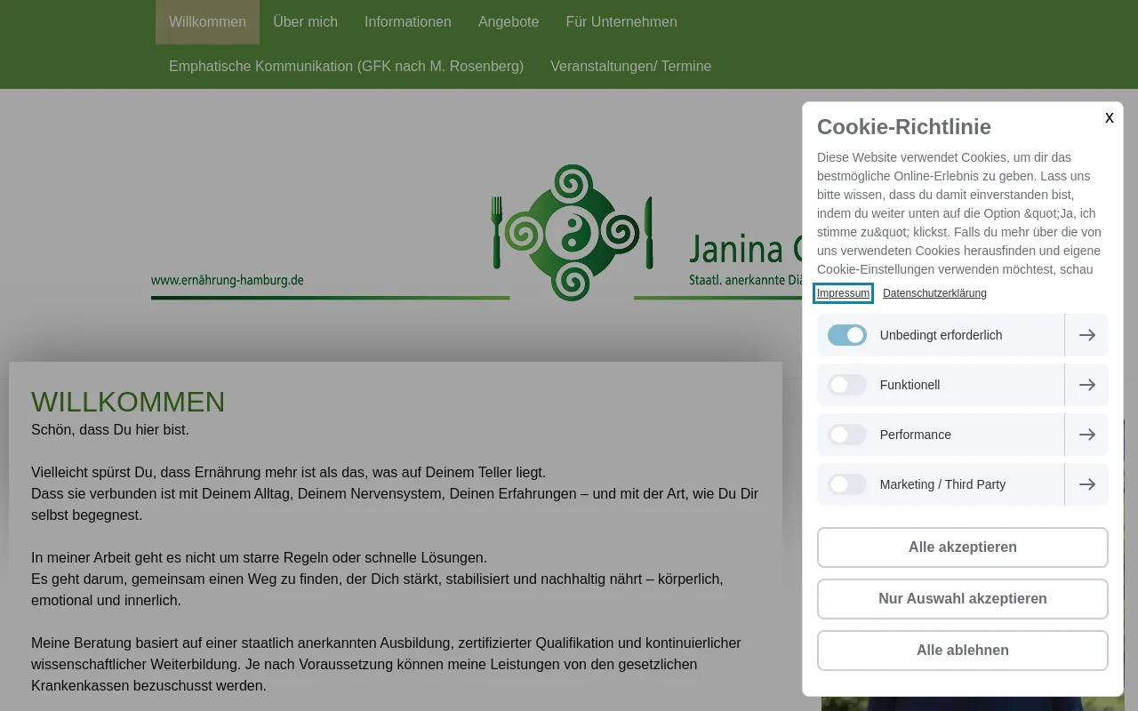 Screenshot of hamburg-ernaehrung.de