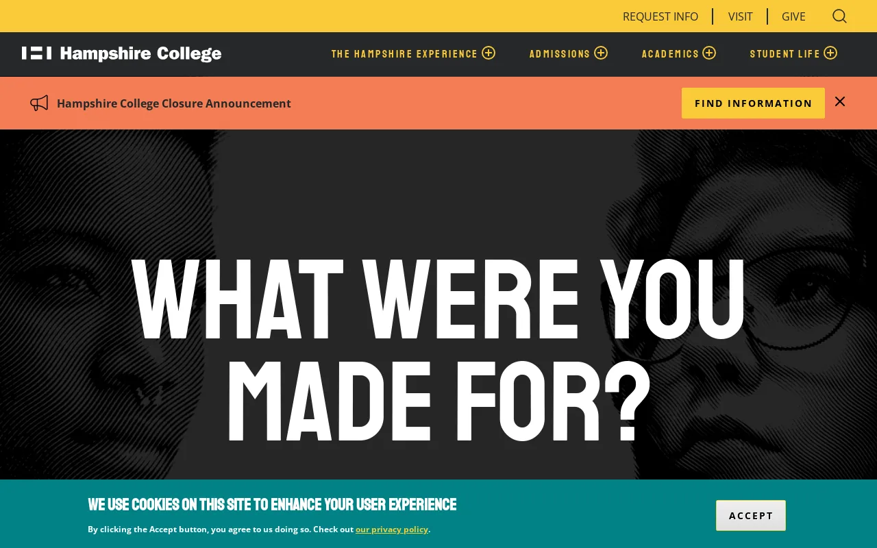 Screenshot of hampshire.edu