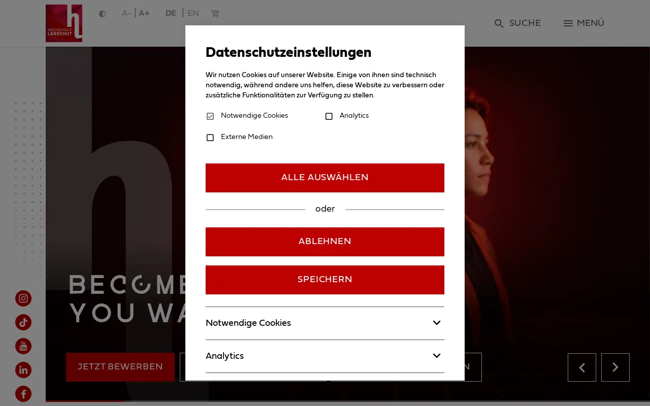 Screenshot of haw-landshut.de