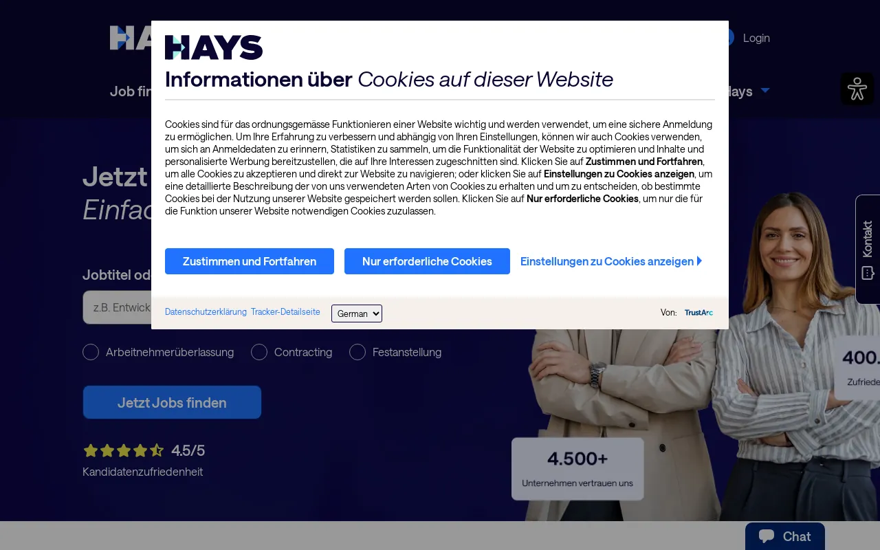 Screenshot of hays.de