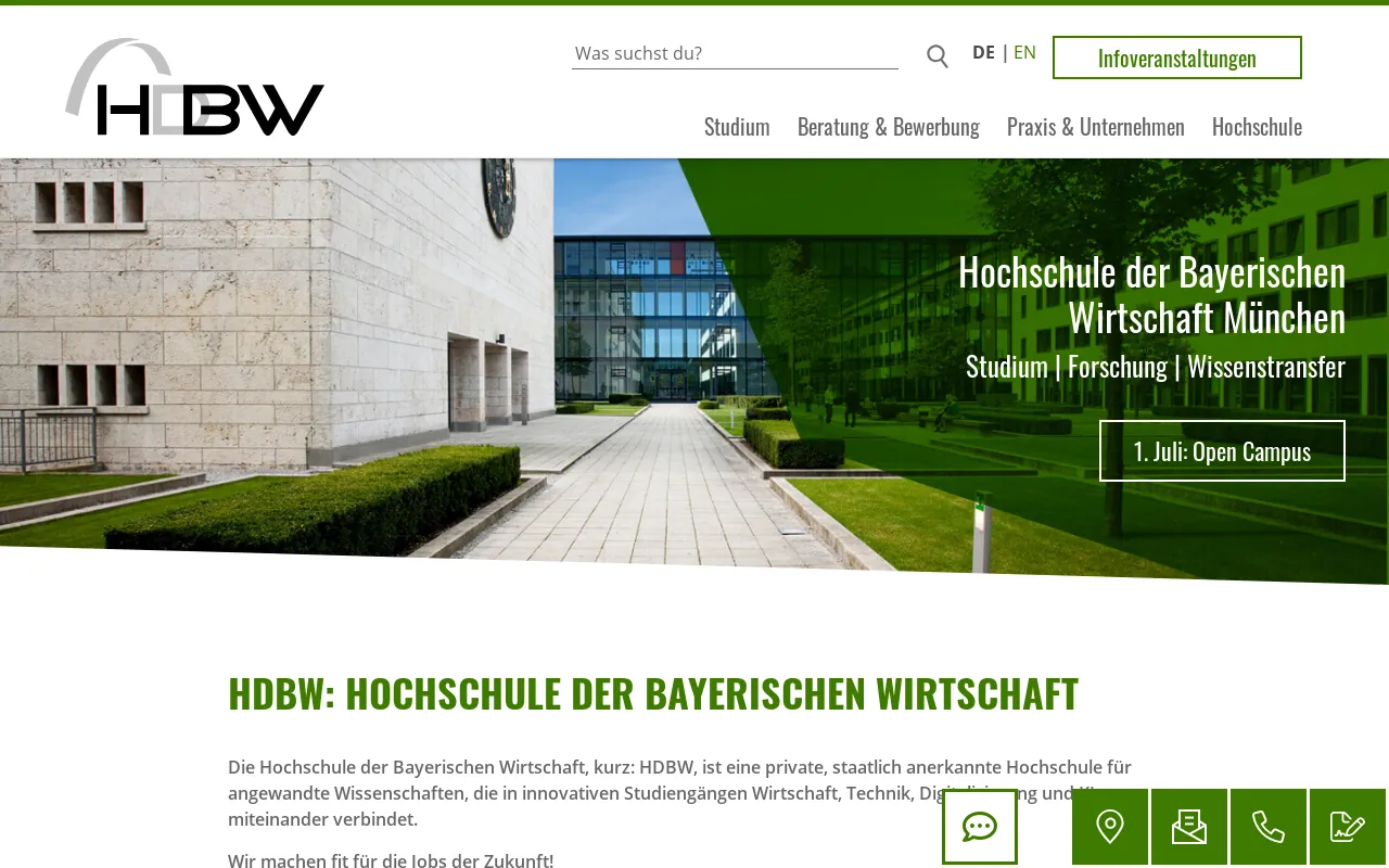 Screenshot of hdbw-hochschule.de