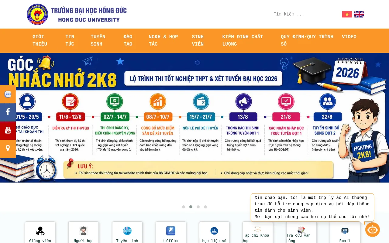Screenshot of hdu.edu.vn
