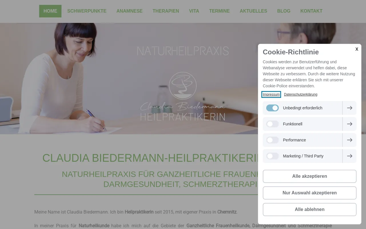 Screenshot of heilpraktikerin-biedermann.de
