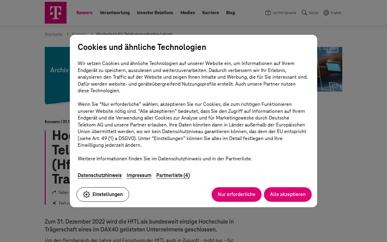 Screenshot of hft-leipzig.de