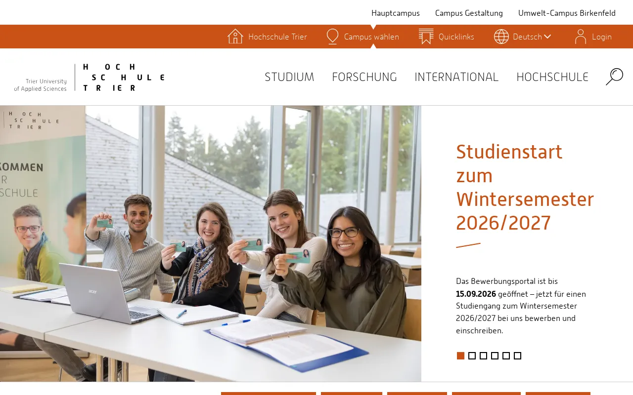 Screenshot of hochschule-trier.de