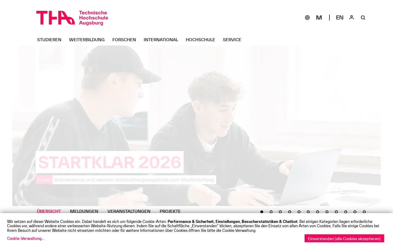 Screenshot of hs-augsburg.de