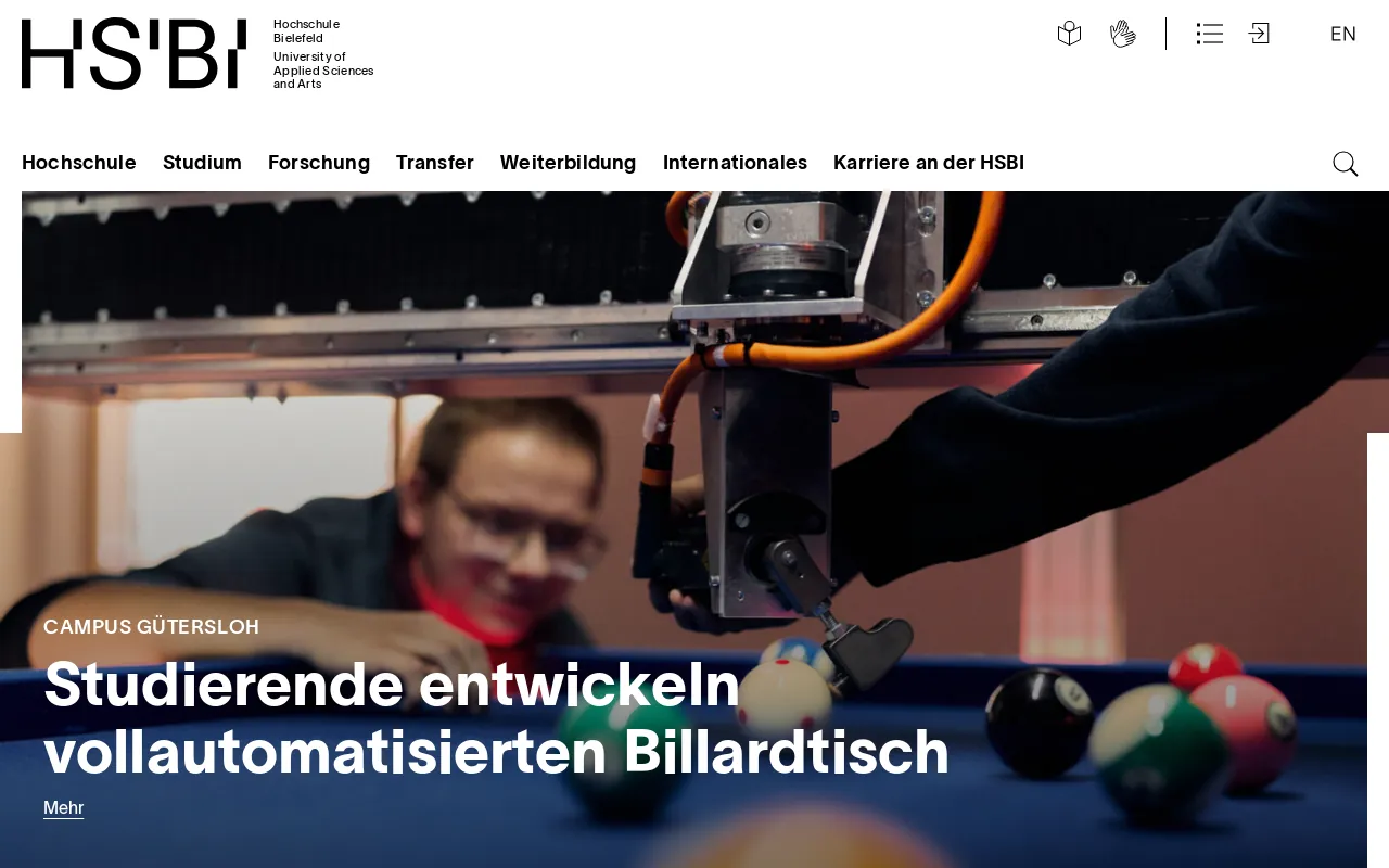 Screenshot of hsbi.de