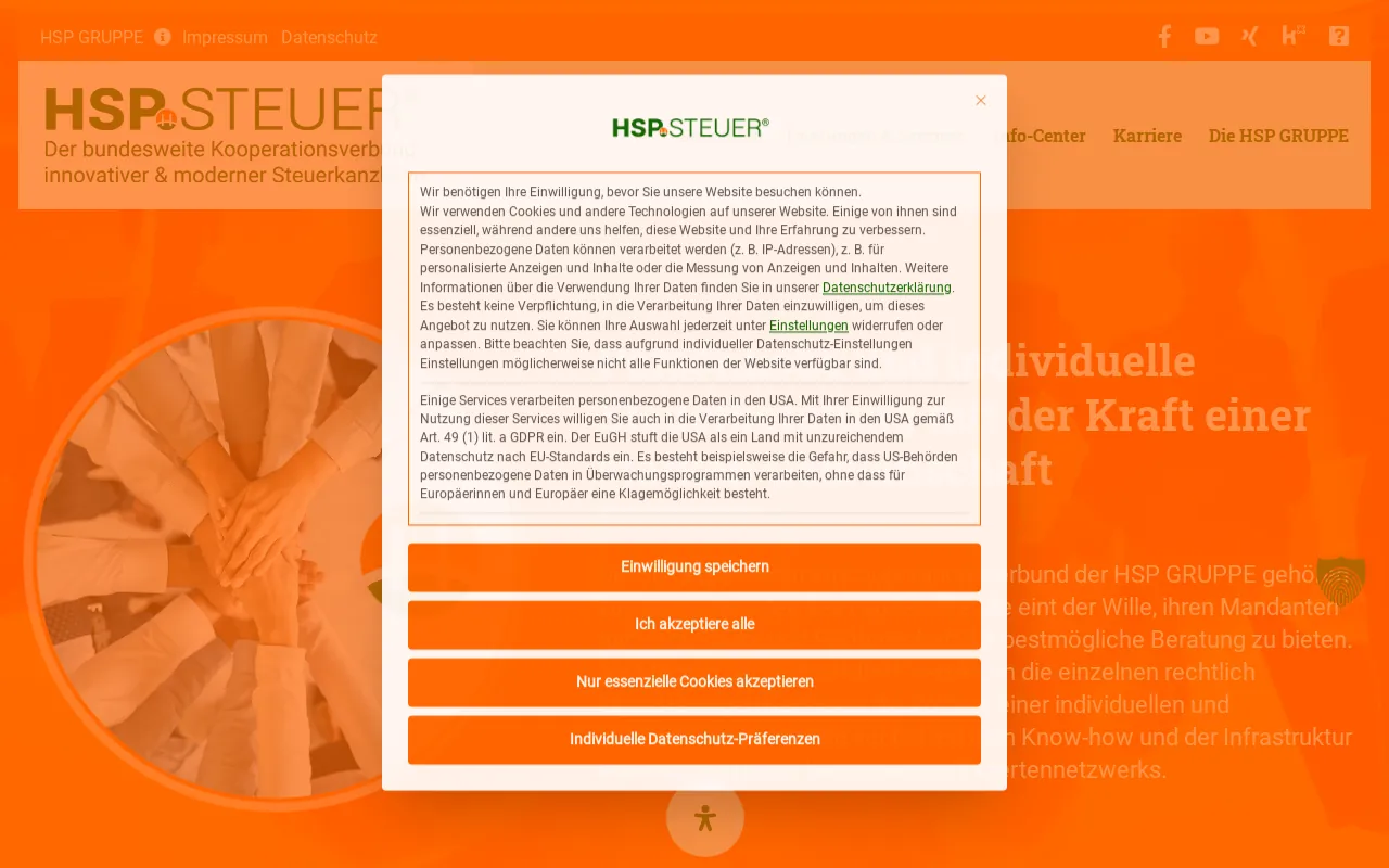 Screenshot of hsp-steuer.de